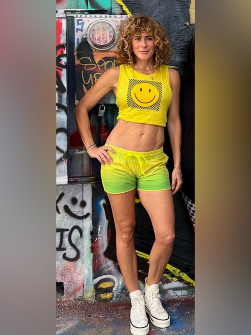 NIB/NWT Niyama Sol Cory Tank - Chartreuse with Smiley Graphic
